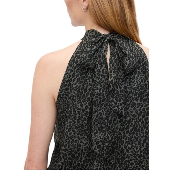 NWT Gap Black Leopard Tie Back Halter Top - Size XXL - Picture 4 of 7